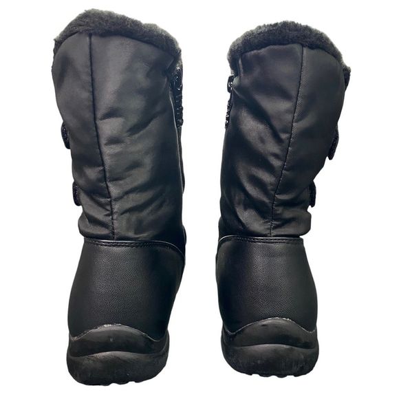 Totes Black Faux Fur Side-Zip Boots - Size 8M - Picture 8 of 12